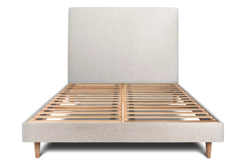 Letto 160x200 cm con testata imbottita - tessuto bouclé
