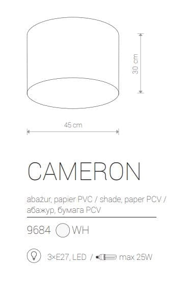 Plafoniera Nowodvorski Cameron bianca Ø45cm 3xE27 LED