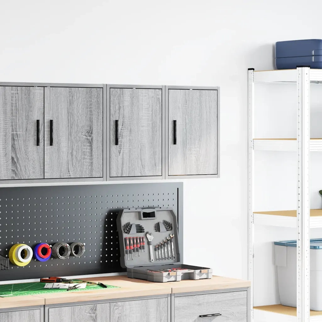 Pensili per Garage 2 pz Grigio Sonoma in Legno Multistrato