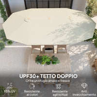 Ombrellone Doppio 455x265x238 cm in Acciaio Inox e Poliestere Beige