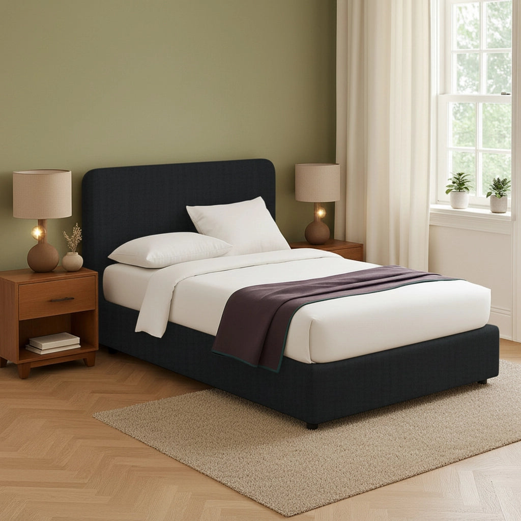 Bury, Letto Matrimoniale Sfoderabile Made in Italy, Grigio Scuro