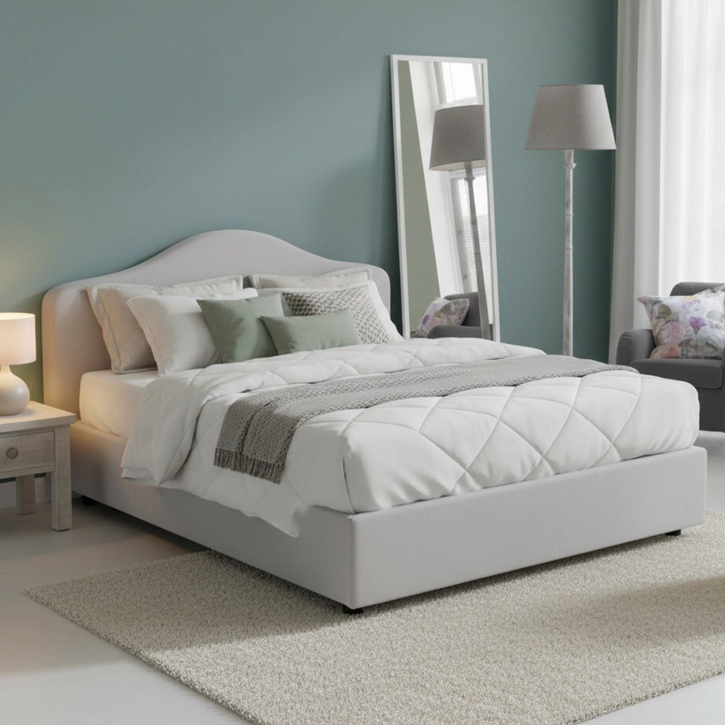 Letto Matrimoniale Abigael, Letto Matrimoniale Sfoderabile Made in Italy, Bianco
