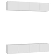 Mobili TV 4 pz | Armadietto TV | Mobile Porta TV Bianchi 80x30x30 cm in Legno Multistrato