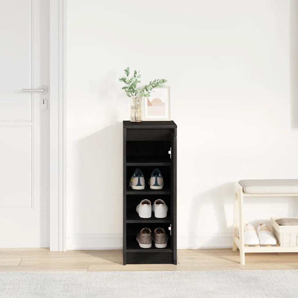 Scarpiera Rovere Nero 29,5x34x76 cm in Legno Multistrato 861860