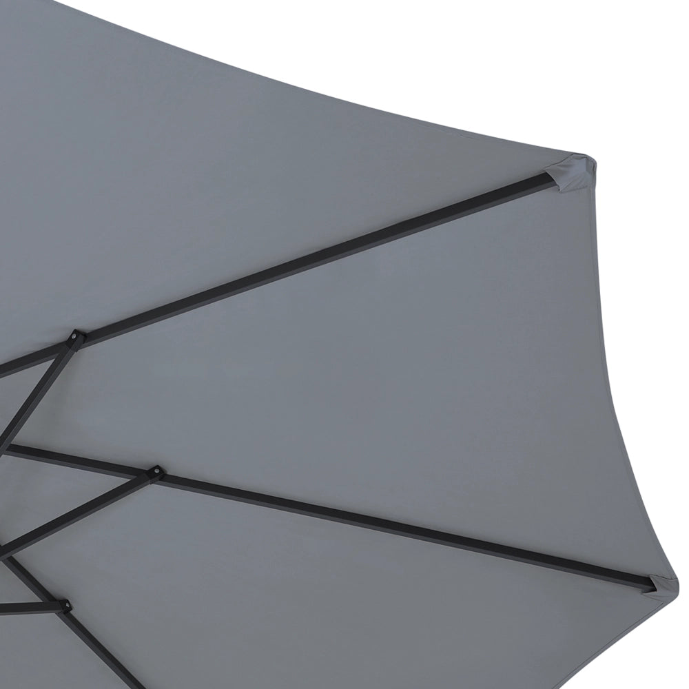 Ombrellone da giardino in tessuto grigio scuro alluminio 247 cm resistente agli agenti atmosferici