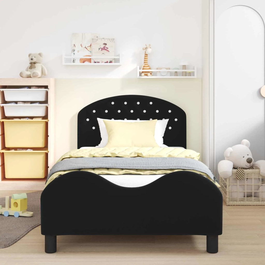 Struttura letto bambini con testata Nero 80 x 200 cm Velluto