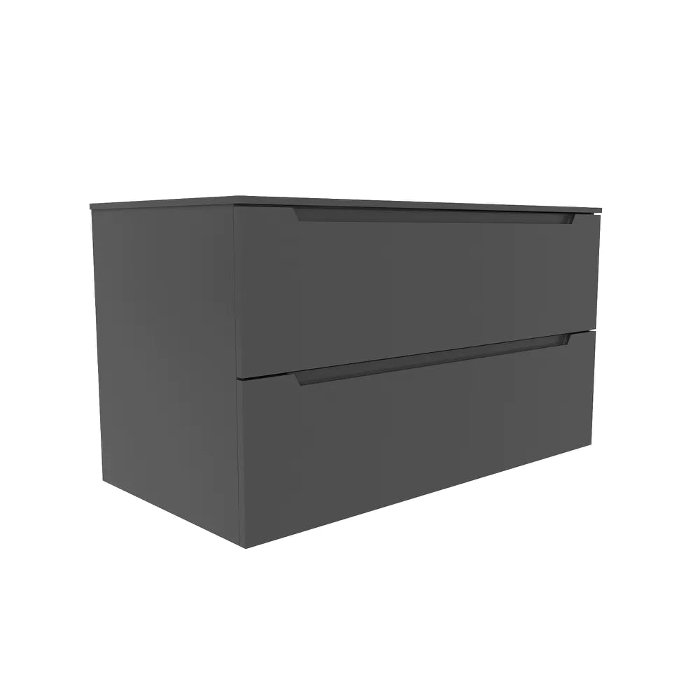 Mobile bagno sospeso 90cm grigio opaco due cassetti soft-close con top | Bako