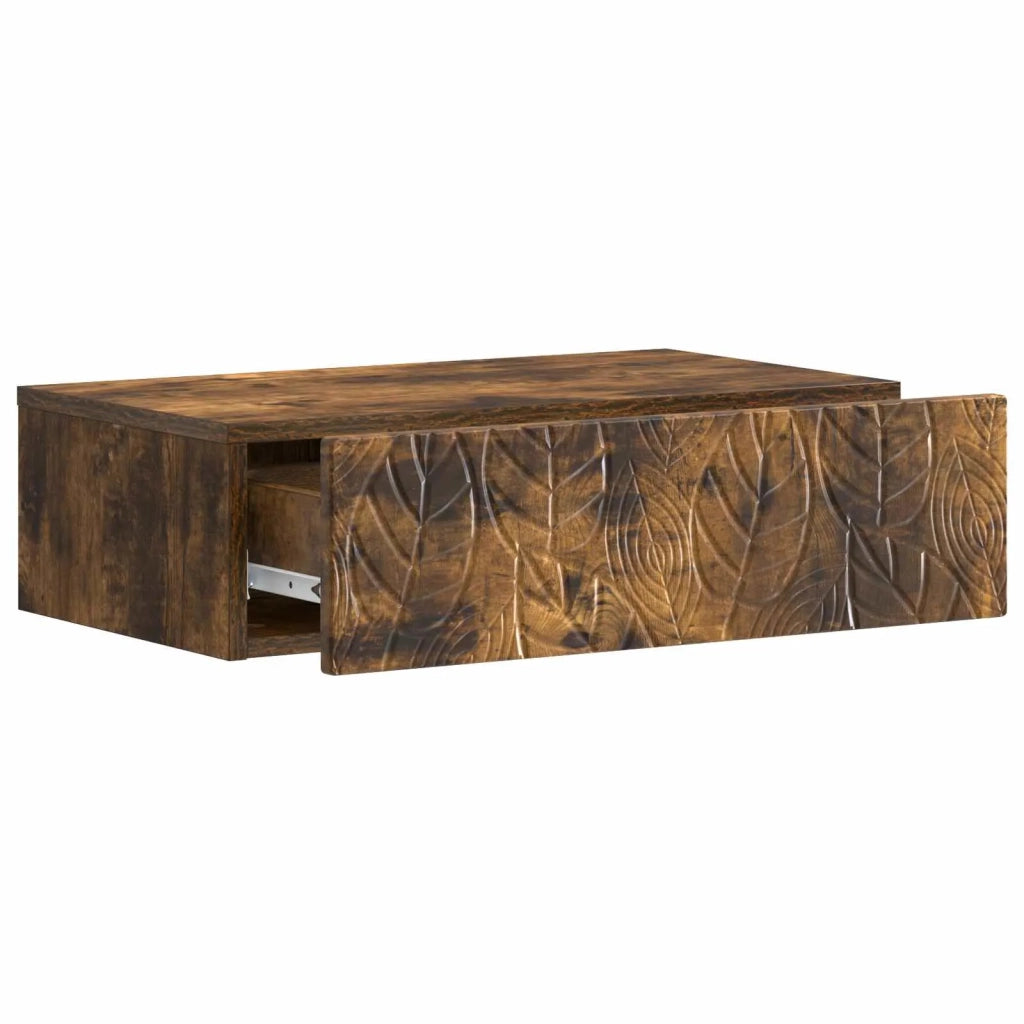 Tavolino da Parete Laterale 59 x 34,5 x 17 cm Rovere Fumo 898830