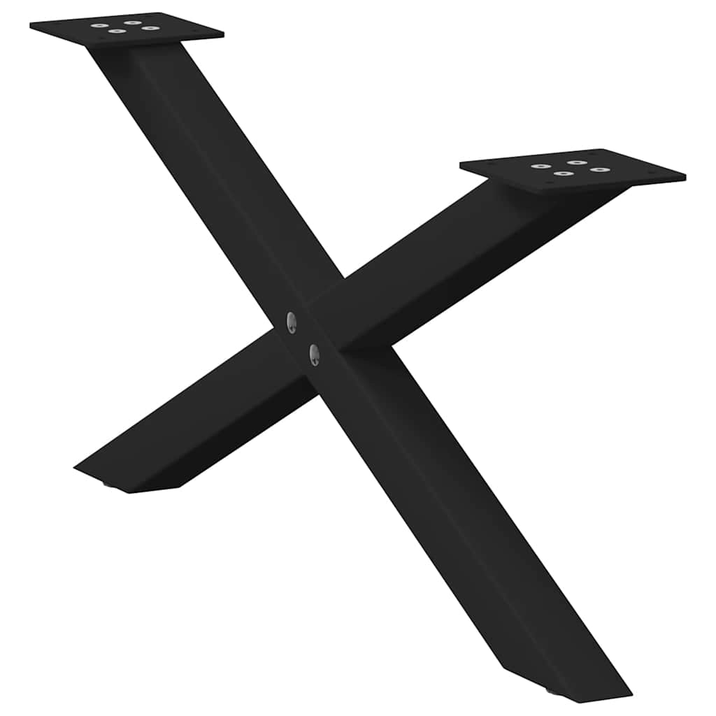 Set di 2 gambe per tavolino a forma di X 70 x 30 cm struttura robusta design moderno in acciaio nero 02_0057159