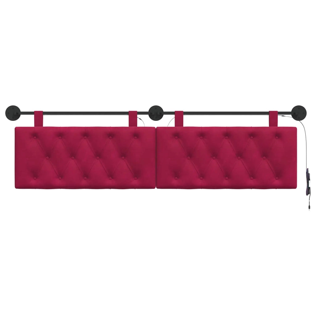 Testiera sospesa Con luce LED Rosso Vino Velluto 3424698
