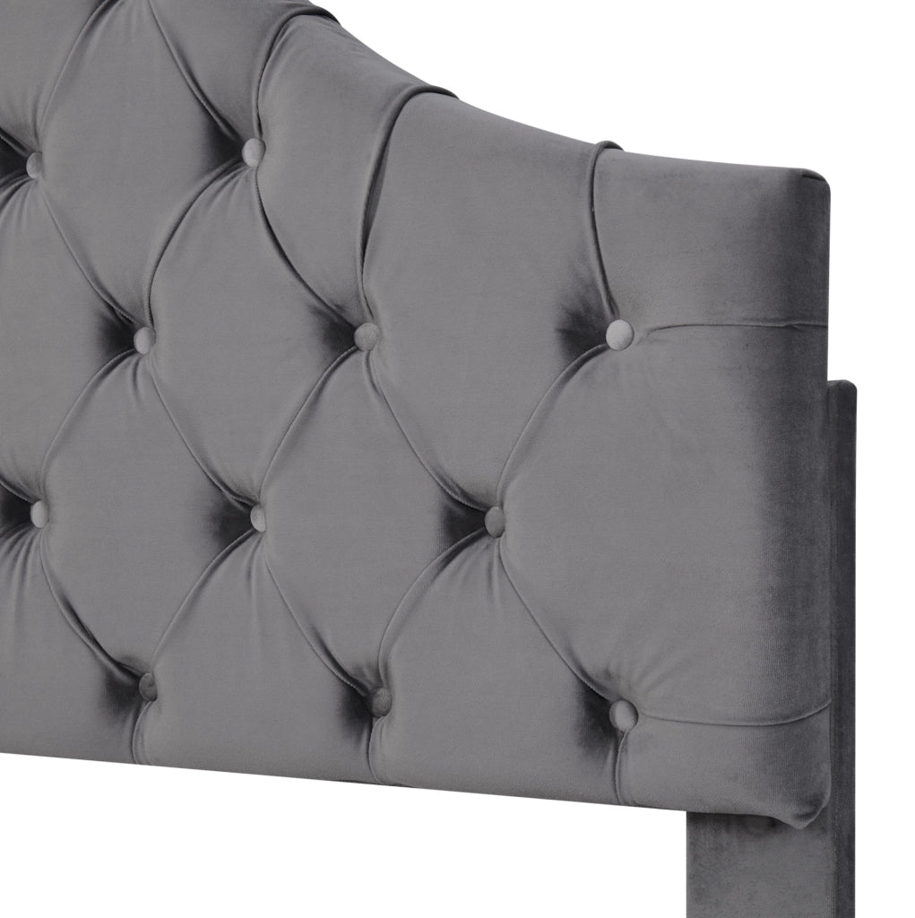 Letto imbottito 90 x 200 cm in velluto grigio con rete a doghe