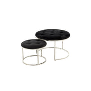 Set 2 Pouf Myla in Velluto Nero e Argento