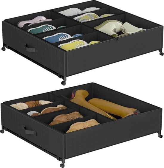 Ottomano sotto letto - Con ruote e distributore regolabile - Grande formato - Nero