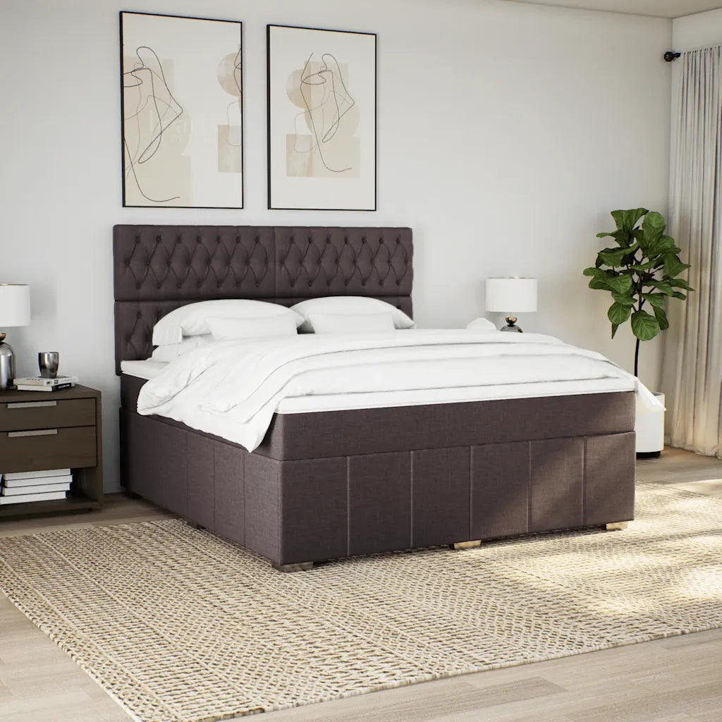 Giroletto a Molle con Materasso Marrone Scuro 180x200cm Tessuto 3291757