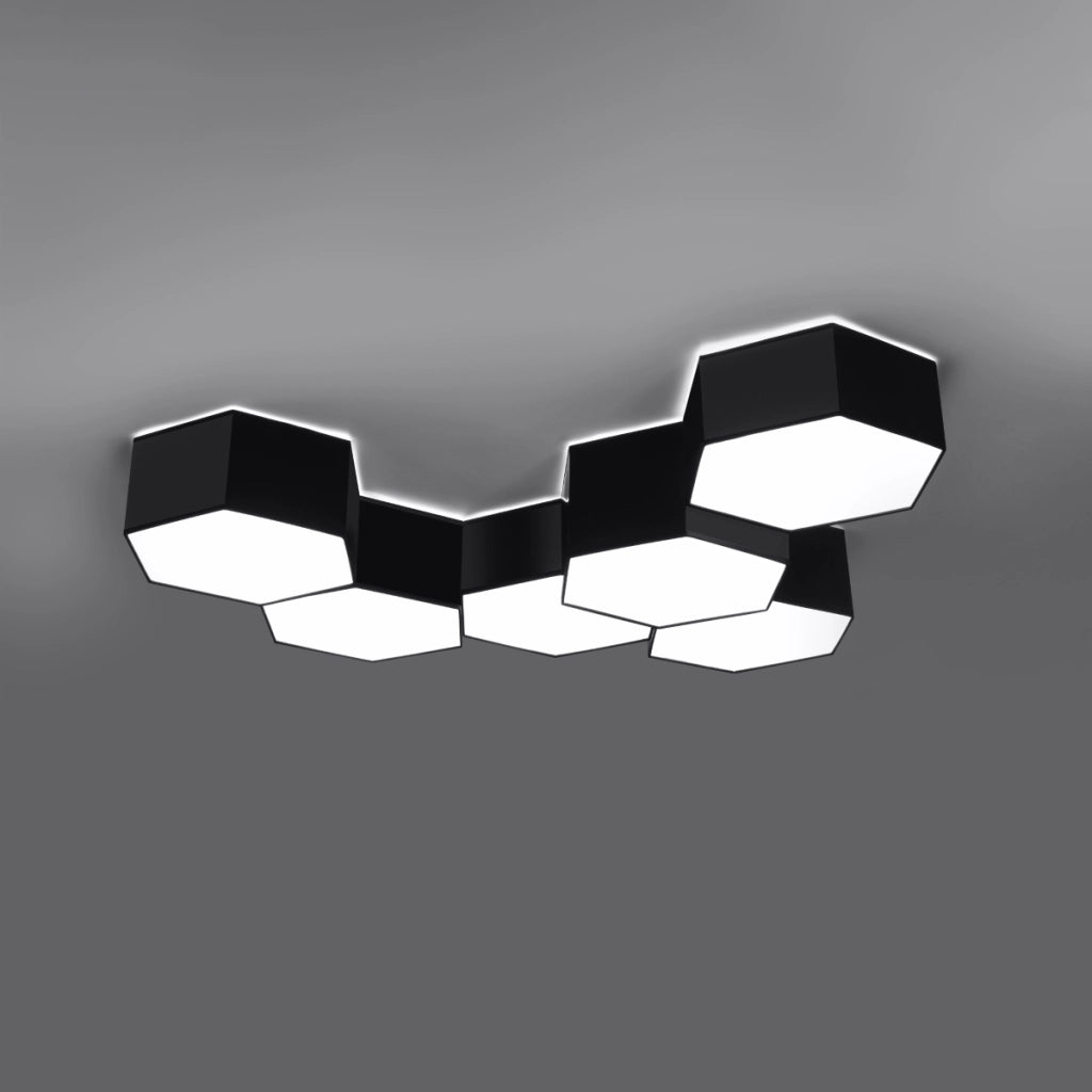 Lampada da soffitto moderna a cubo SUNDE arancione spagnolo in PVC nero 2x15W LED