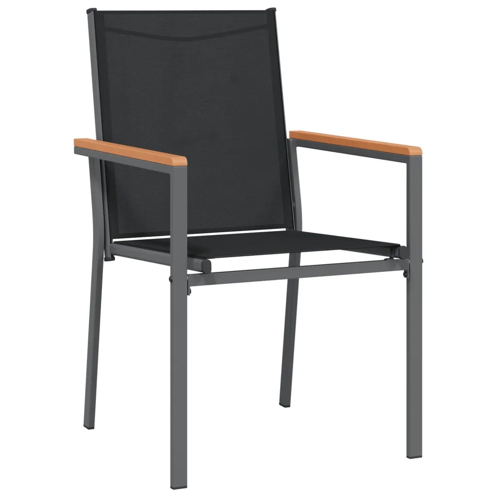 Set da Pranzo da Giardino 3 pz | Set Salotto da Giardino Nero in Textilene e Acciaio