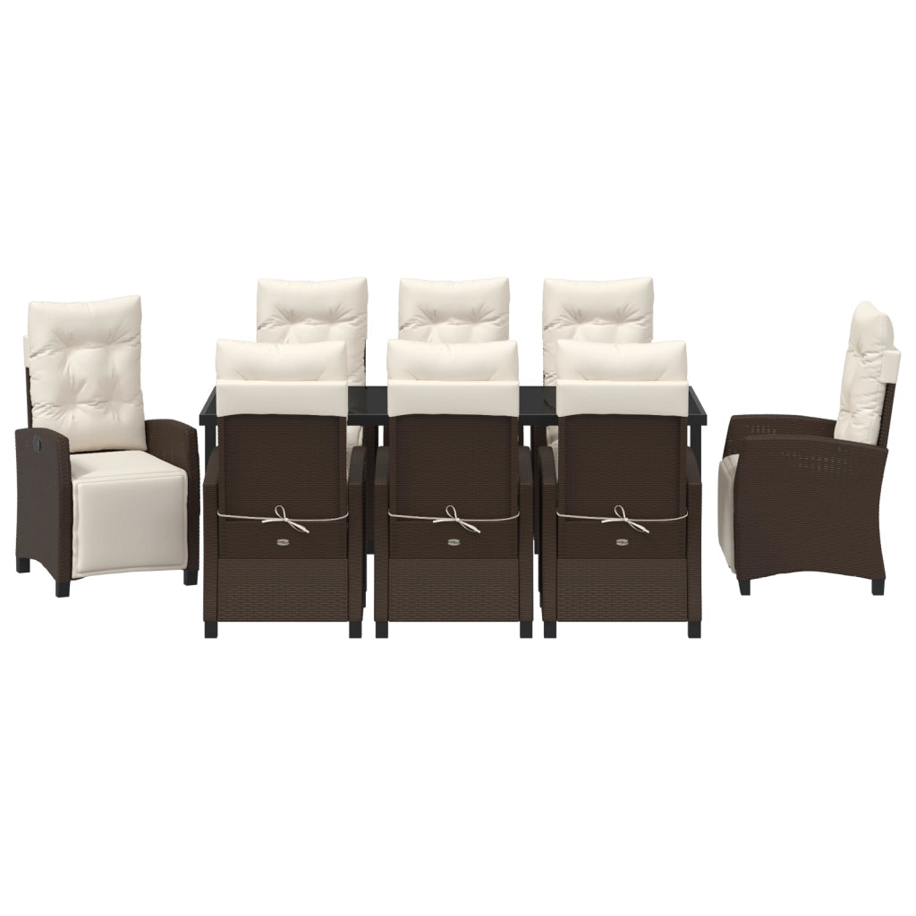 Set da Pranzo per Giardino 9 Pezzi Rattan PE Marrone