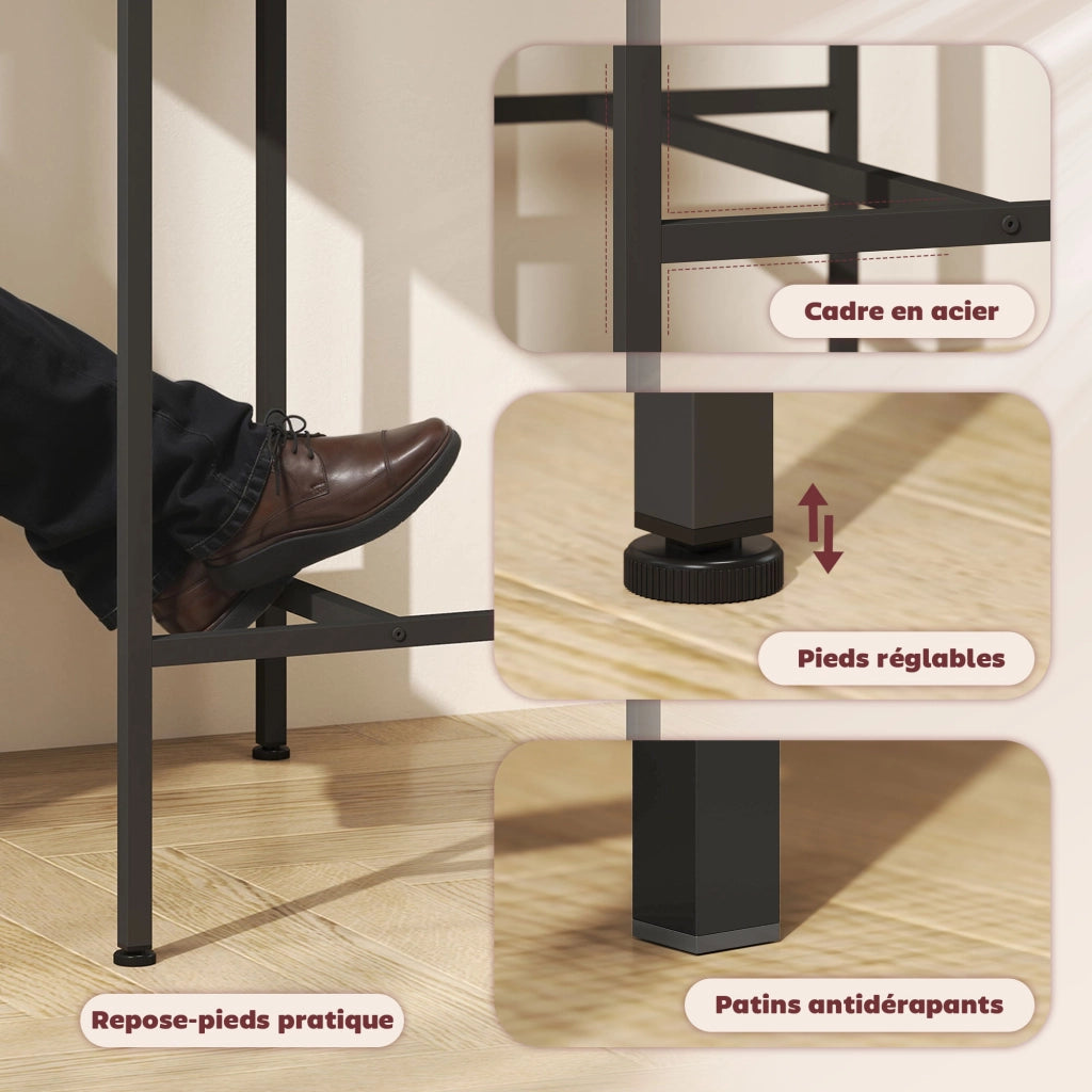 Set tavolo bar con 2 sgabelli ¨C Xylo ¨C telaio acciaio effetto legno naturale