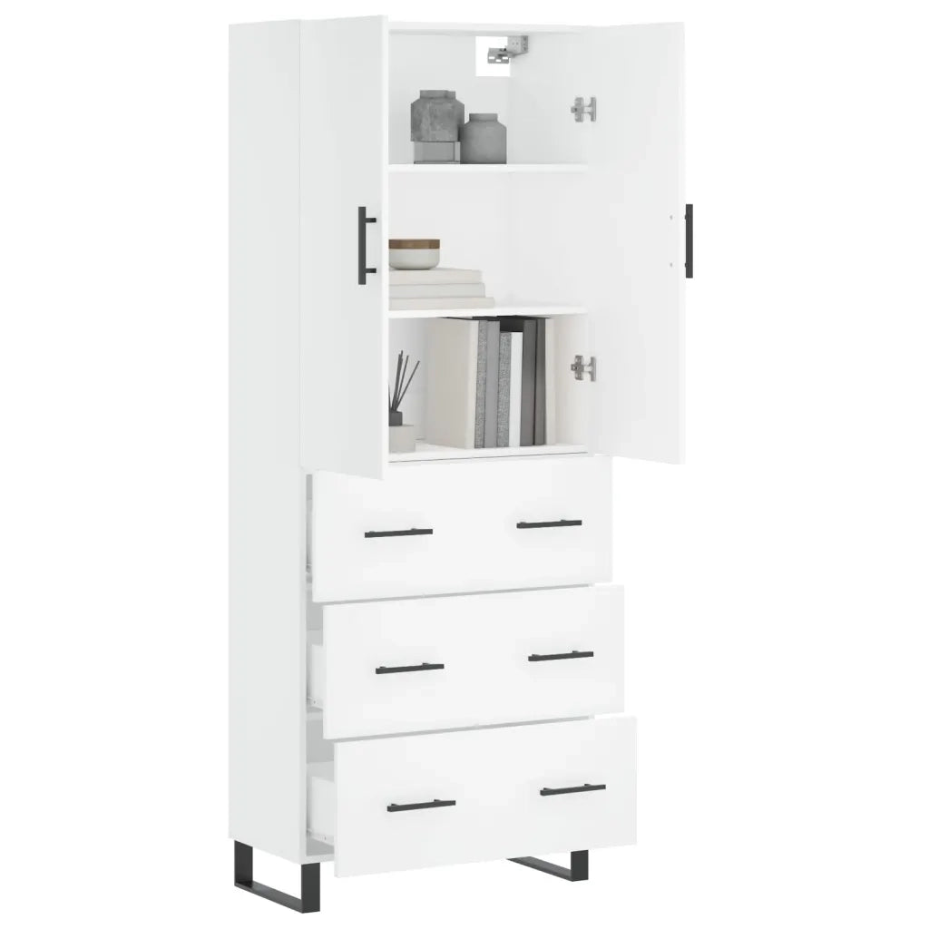 Credenza | Madia | Buffet da pranzo | Armadio da pranzo Bianca 69,5x34x180 cm in Legno Multistrato