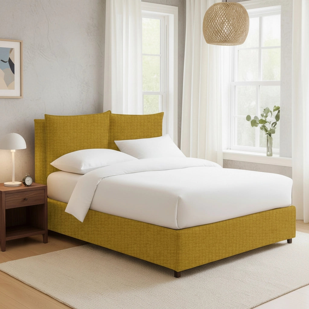 Formby, Letto Matrimoniale Sfoderabile Made in Italy, Giallo Ocra