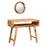 Toeletta | Tavolo da Trucco con specchio Marrone Legno di mango massello