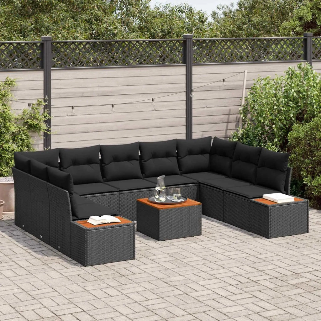 Set Divano da Giardino con cuscino 5 pcs Nero Polyrattan 3356838