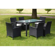 Set da Pranzo da Giardino 7 pz con Cuscini in Polyrattan Nero 43120
