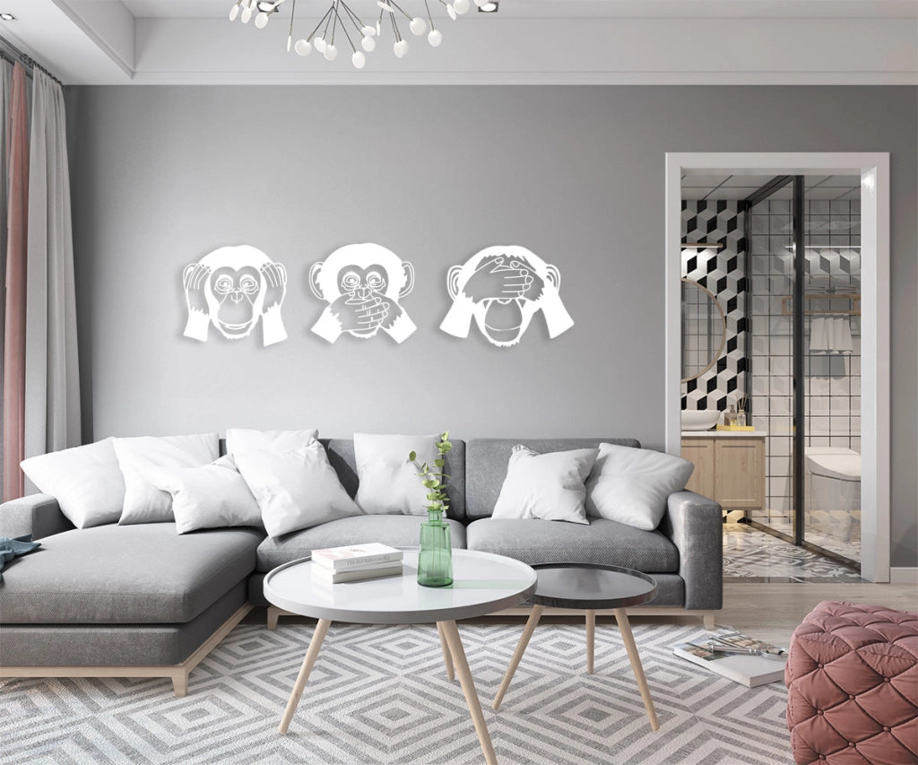 MONKEY - Adesivo murale wall sticker in vinile 40x150 cm Colore: bianco