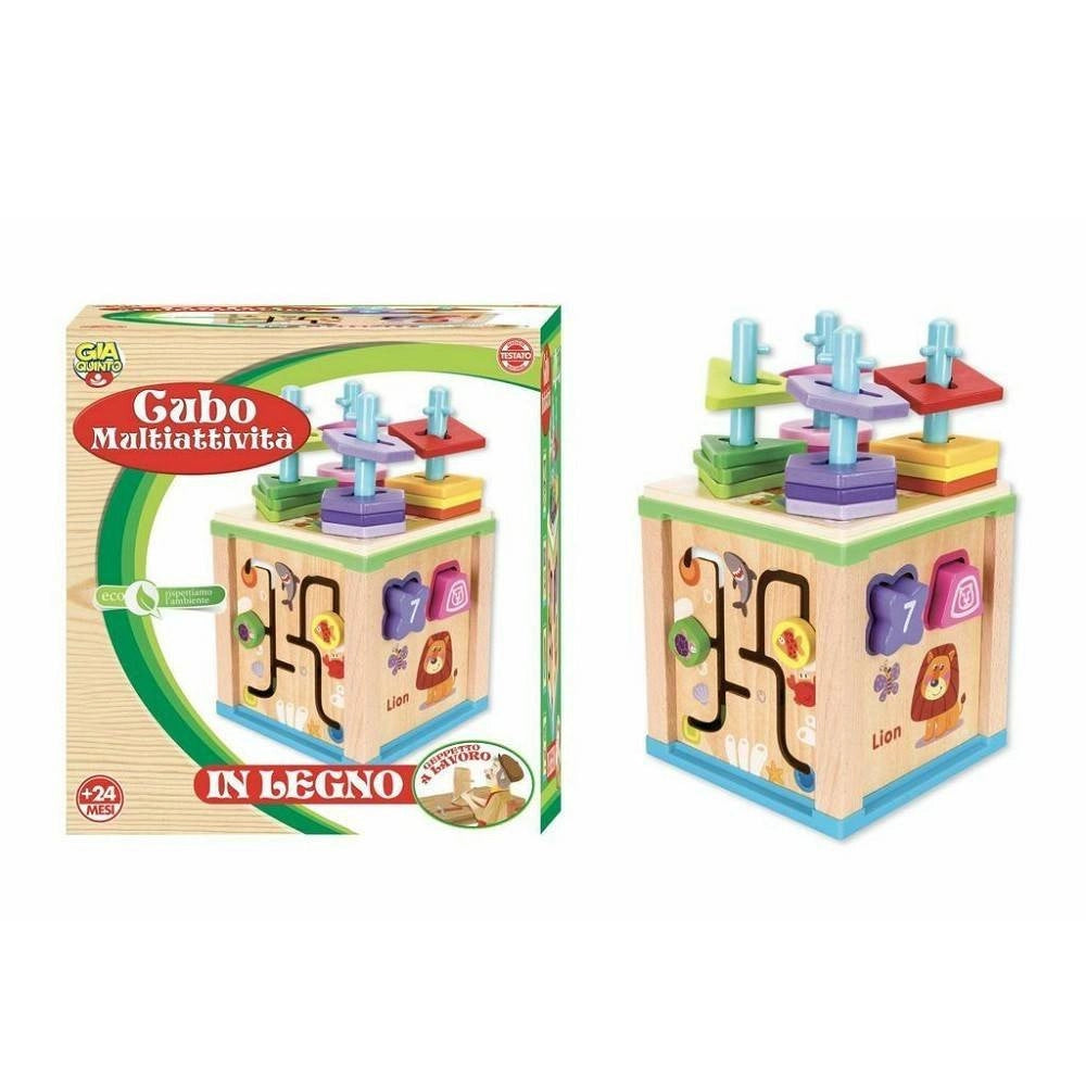 Trade Shop - Cubo Multi Attività In Legno Giocattolo Gioco Educatico Didattico Bambini +24 M -