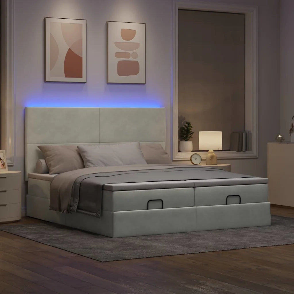 Struttura Letto Pouf con Materassi 200x200 cm Velluto 3314609