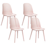 Set di 4 sedie da pranzo Seduta e gambe sintetiche rosa Schienale a rete aperto Design moderno e minimalista