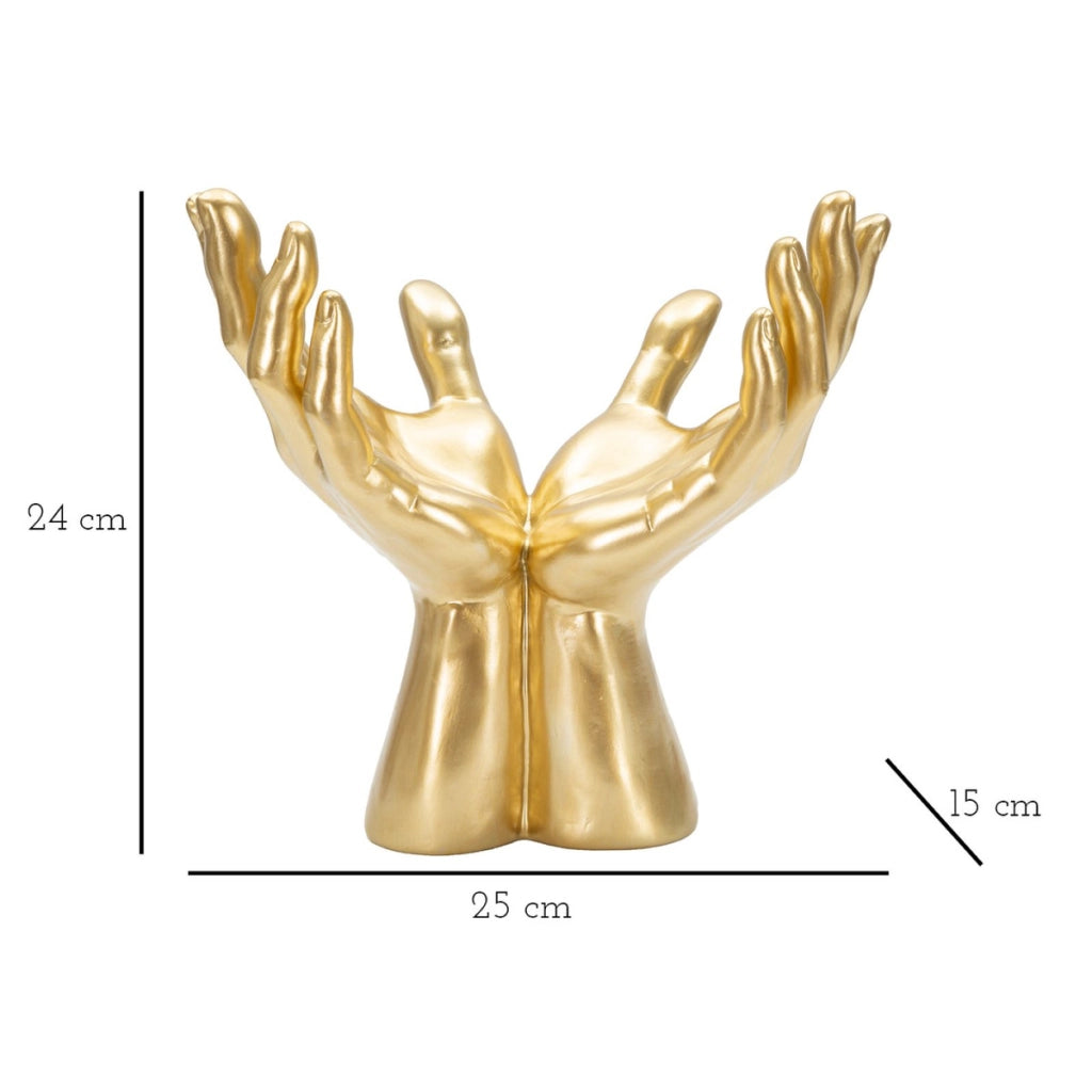 Scultura Mani 3, Oro, Poliresina, 25x15x24 cm
