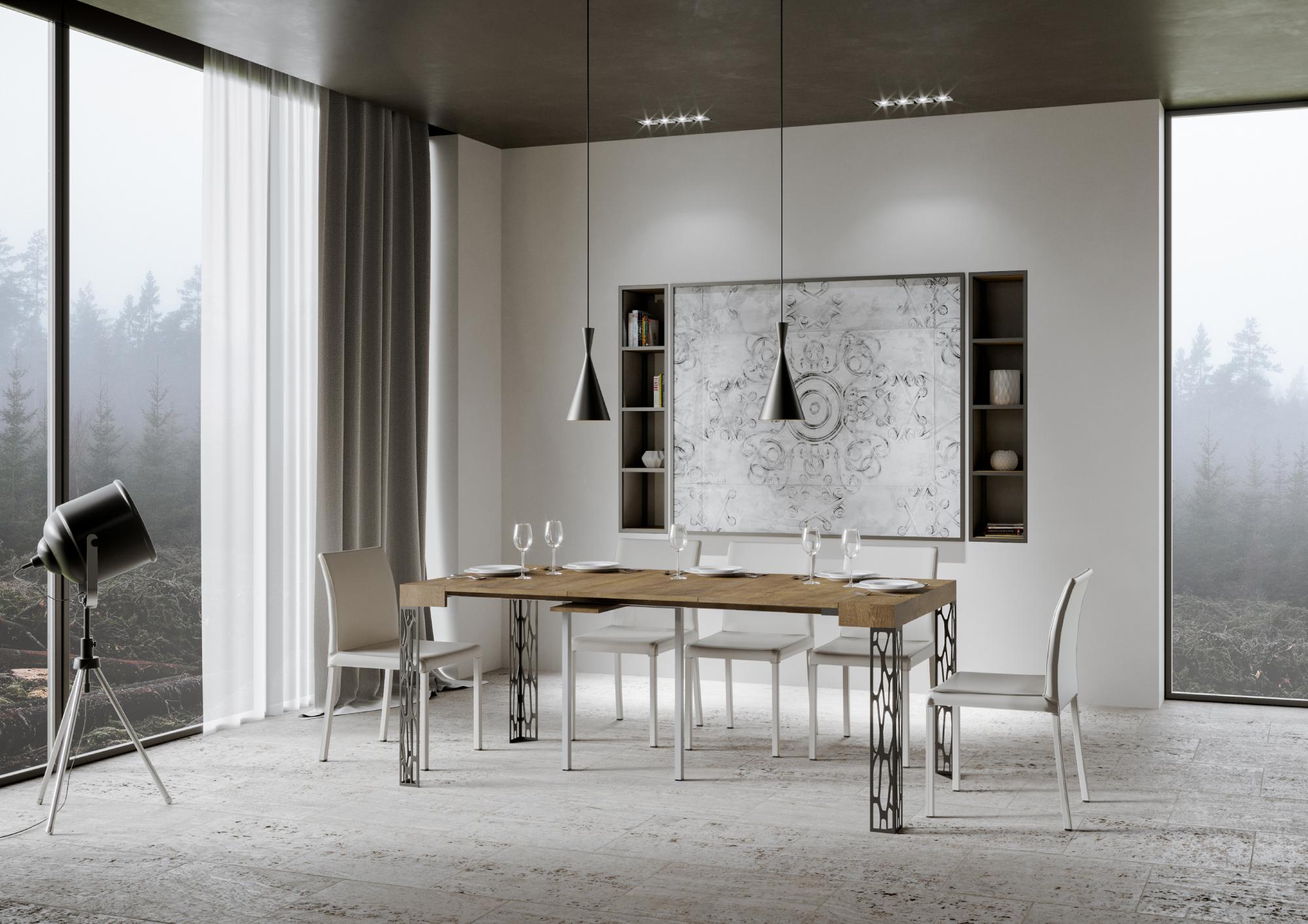 Consolle Allungabile 90-300x40x77 cm in Nobilitato Marrone