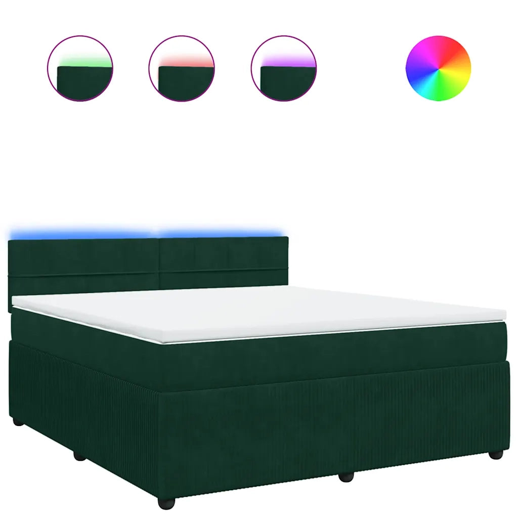 vidaXL Giroletto a Molle con Materasso Verde Scuro 180x200 cm Velluto