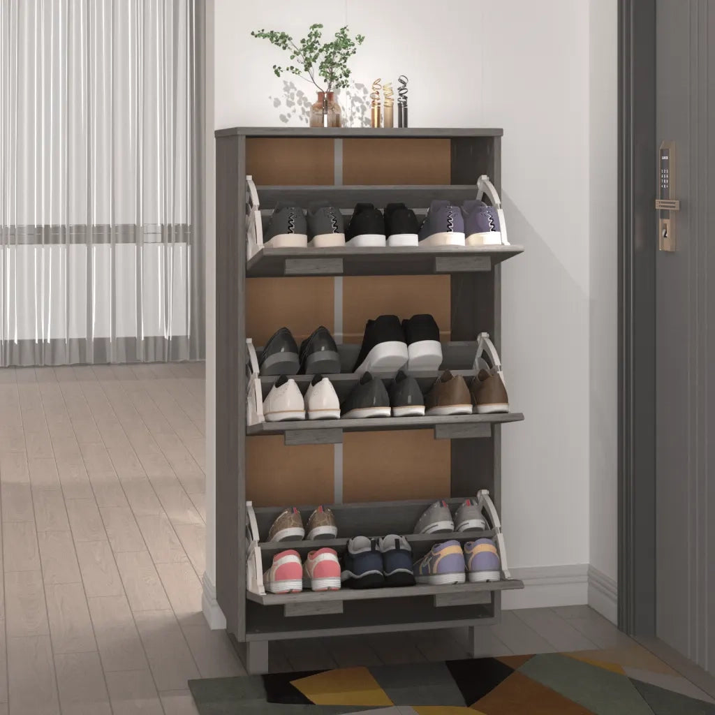 Scarpiera-Scaffale per scarpe HAMAR Grigio Chiaro 59,5x35x117 cm in Legno di Pino