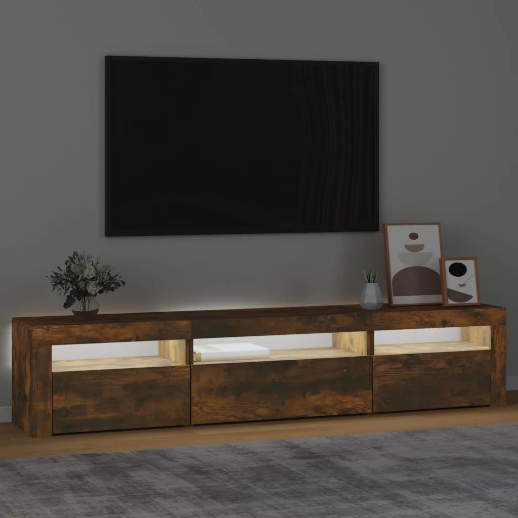Mobile Porta TV con Luci LED Rovere Fumo 195x35x40 cm cod mxl 6384