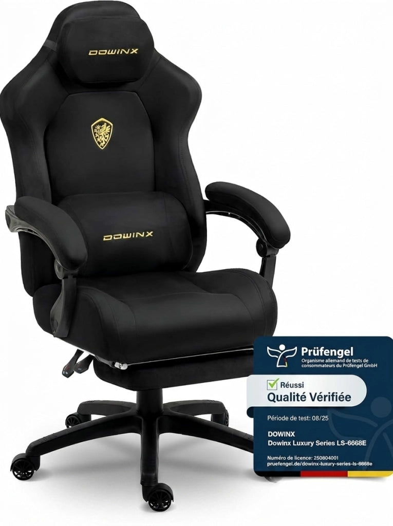 Sedia Gaming DOWINX Nero Chiaro con Molle Insacchettate; Poggiapiedi e Reclinazione 160°