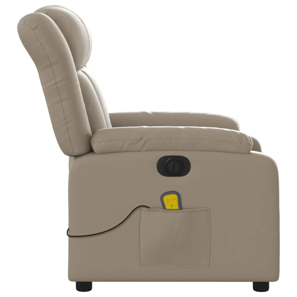 Divano Sedia-Poltrona Reclinabile Massaggio Elettrica Cappuccino Similpelle 884250