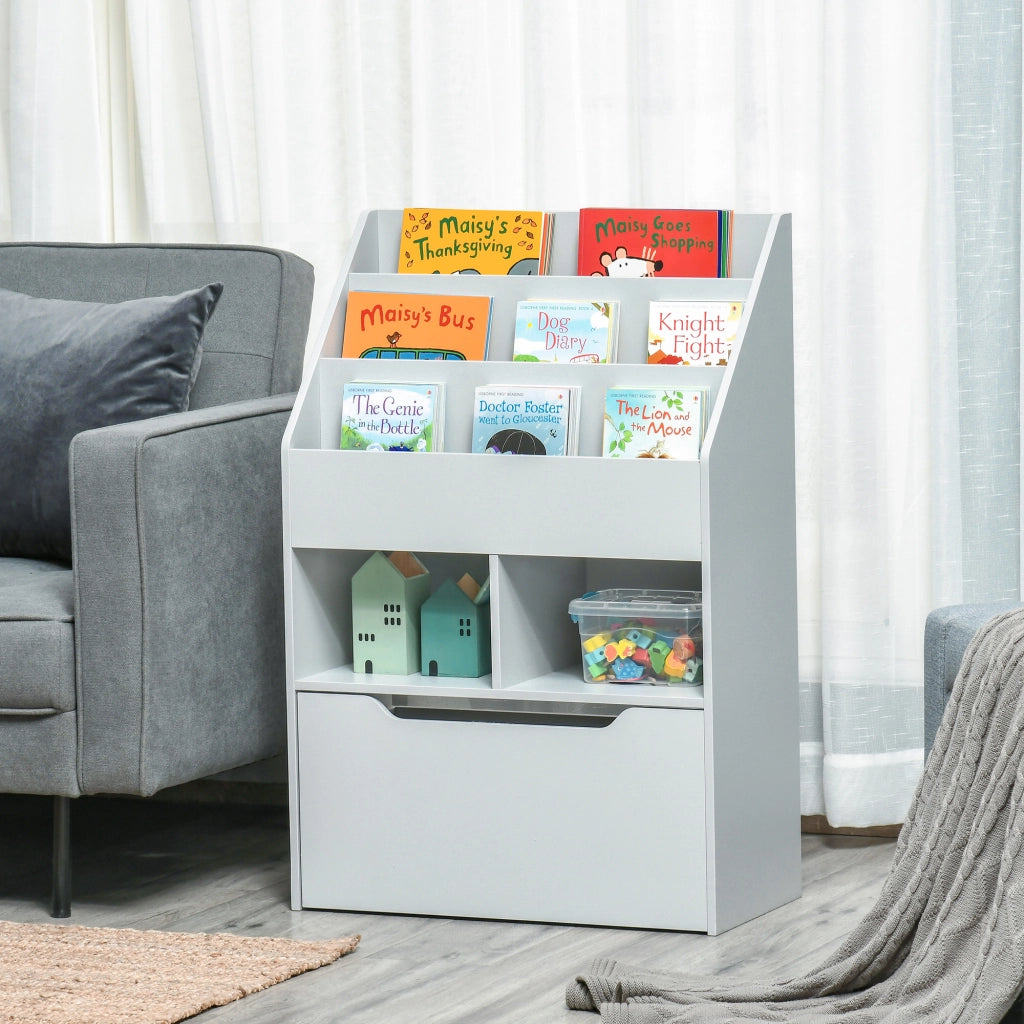 Libreria bambini con cassetto ¨C Xylo ¨C Legno grigio 60x29,9x90 cm