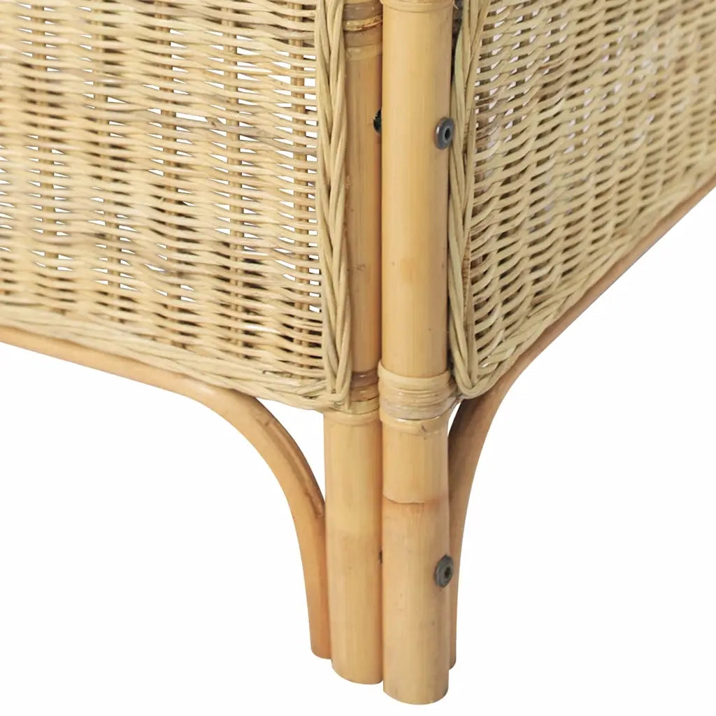 Divano a 2 Posti in Rattan Naturale e Lino 325466