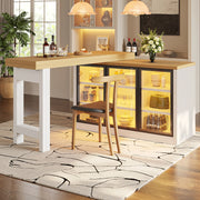Tavolo allungabile con credenza laterale e luci multicolore, bianco