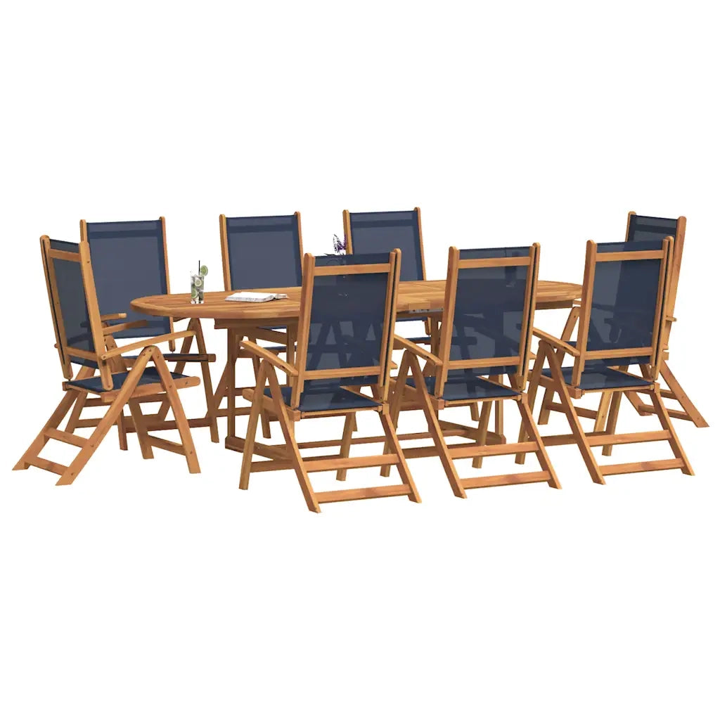 Set Pranzo da Giardino 9pz Legno Massello di Acacia e Textilene 3279305