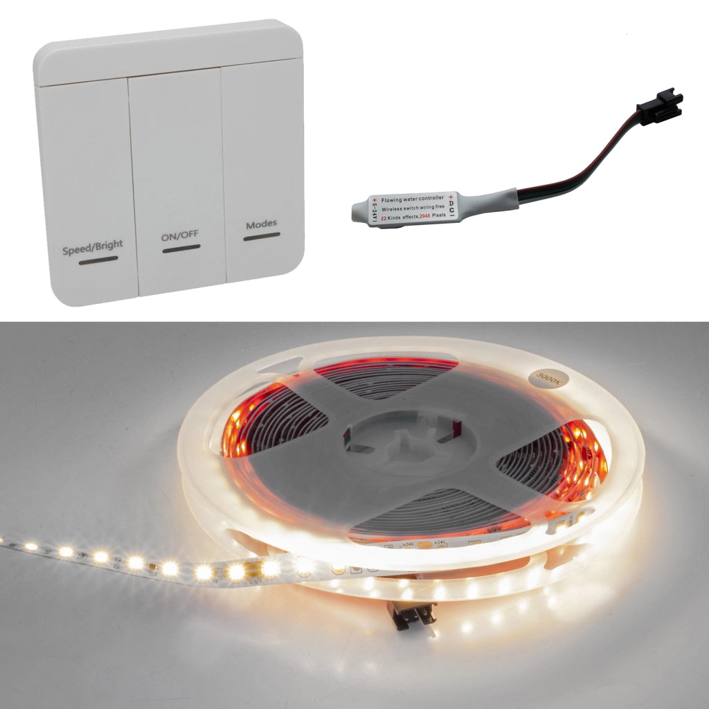 Striscia digitale 120 LED 61W 24V giochi effetti luce segnaletica con dimmer incluso flessibile adesiva 5 mt LUCE 4000K
