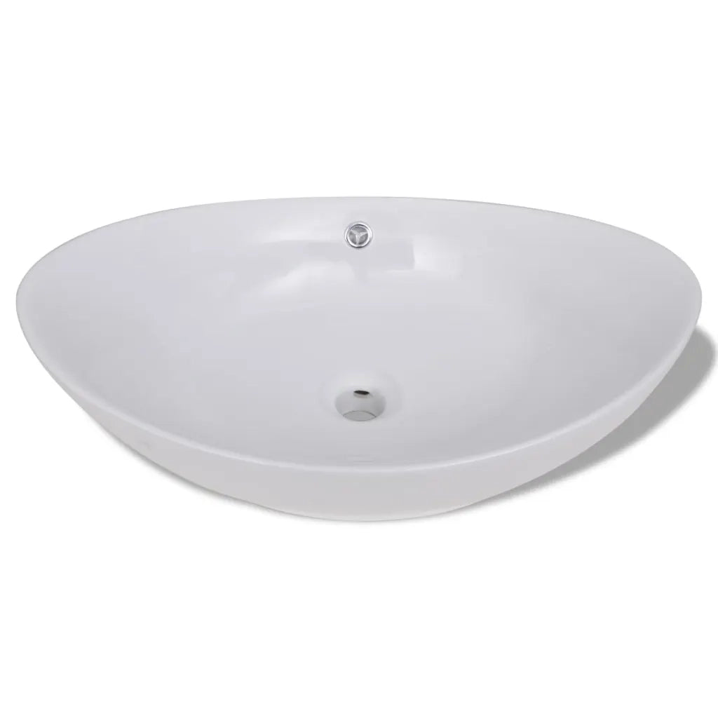 Lavello Ovale in Ceramica di Lusso con Troppopieno 59 x 38,5 cm CFW5095621