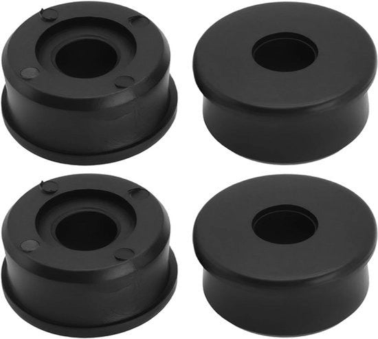 Set di 4 Riduttori per Carriole 35mm - Plastica Nera - Spaziatori per Assi di Ruota