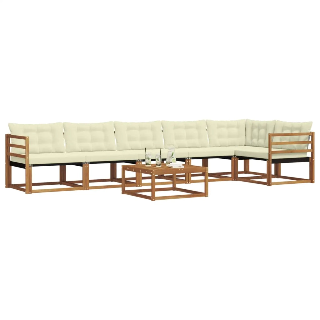 Set di divani da esterno con cuscino 7 pcs Naturale e Crema 3369517
