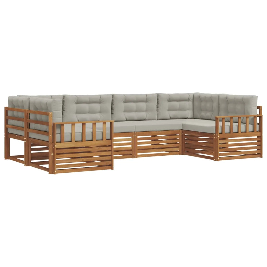 Set di divani da esterno 6 pcs Grigio Naturale e Chiaro