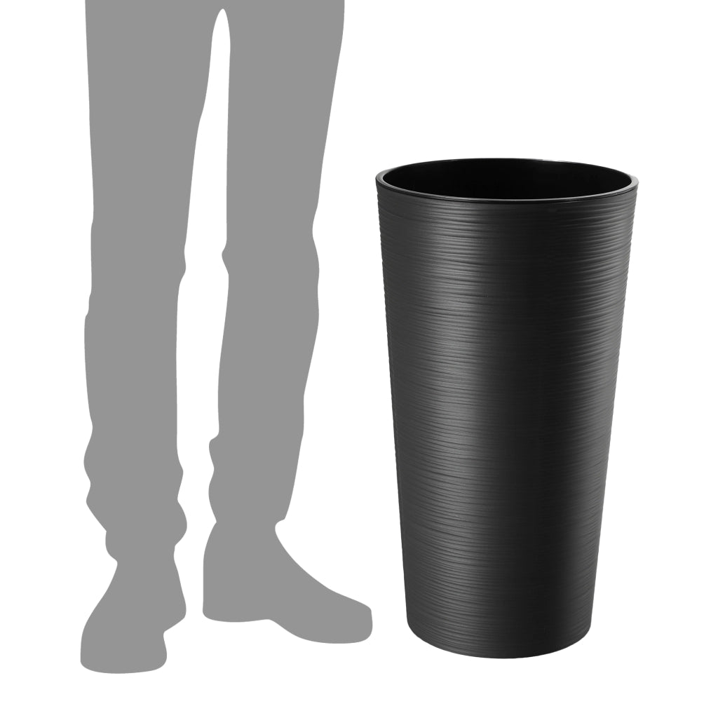Vaso da fiori KADAX 26 cm con coperchio e inserto in plastica, colore grafite.