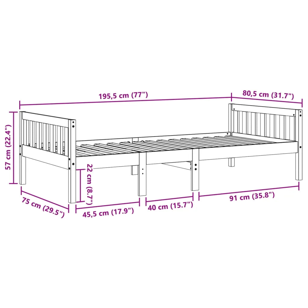 vidaXL Letto Bambini senza Materasso Marrone Cera 75x190 cm Legno Pino