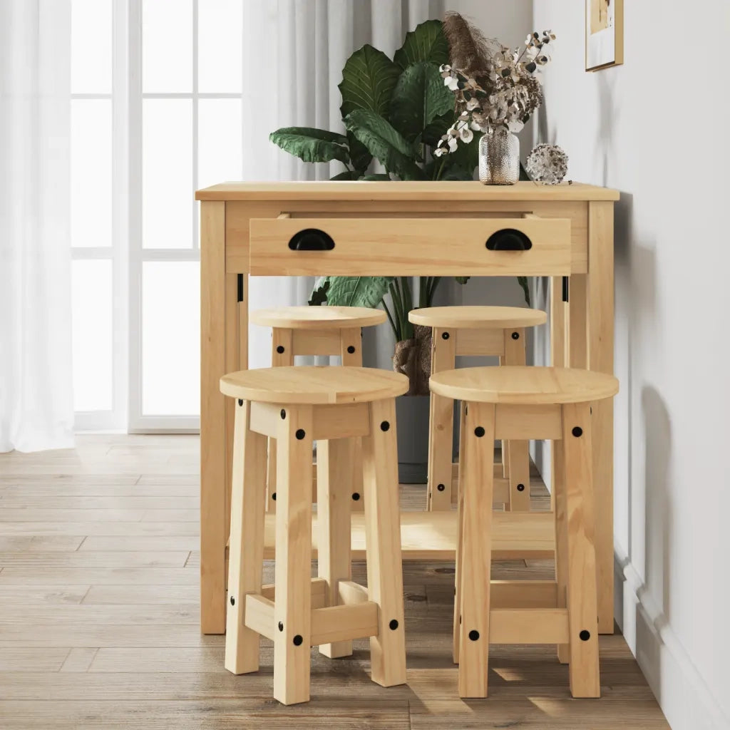 Set da Bar 5 pz in Legno Massello di Pino 3217075